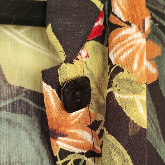 Susan Graver Tropical Print Sheer Button Front Tunic Cover-up - Picture 8 of 8